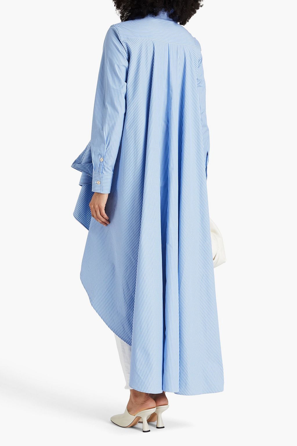 PALMER//HARDING Asymmetric striped cotton-poplin shirt