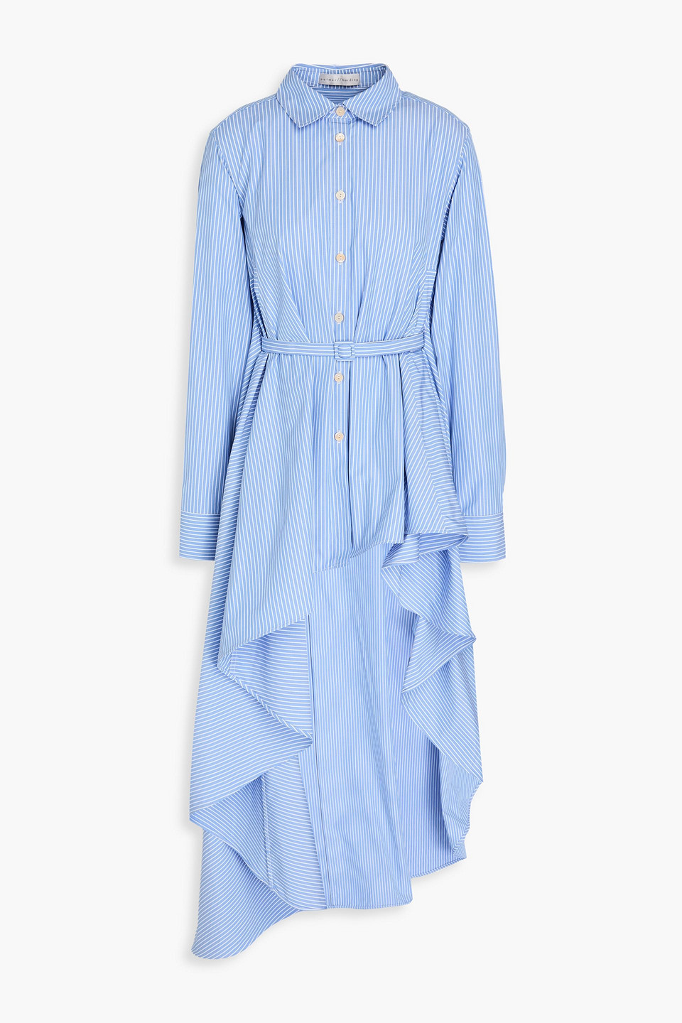 Palmer Harding Asymmetric Striped Cotton-poplin Shirt In Light Blue