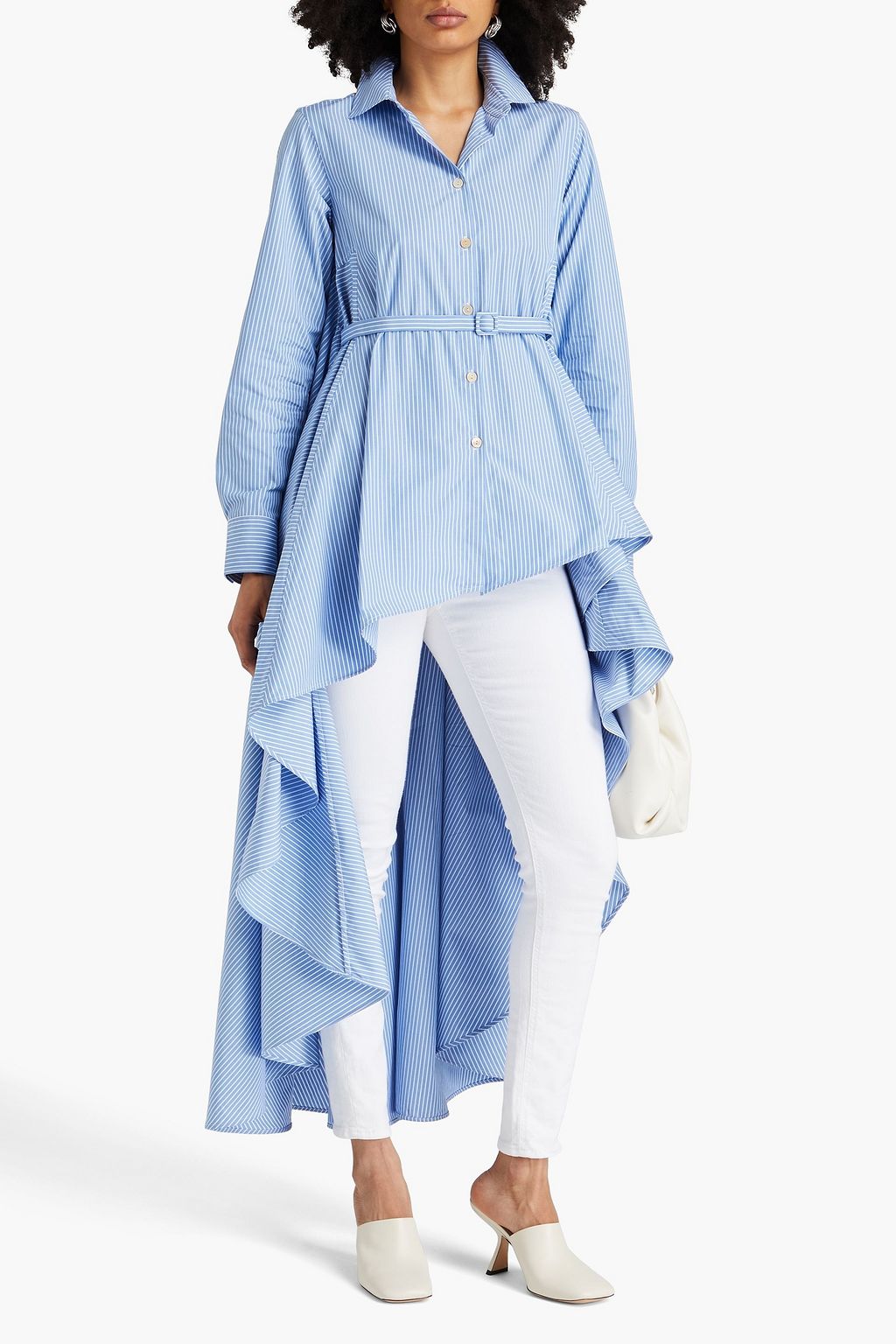 PALMER//HARDING Asymmetric striped cotton-poplin shirt