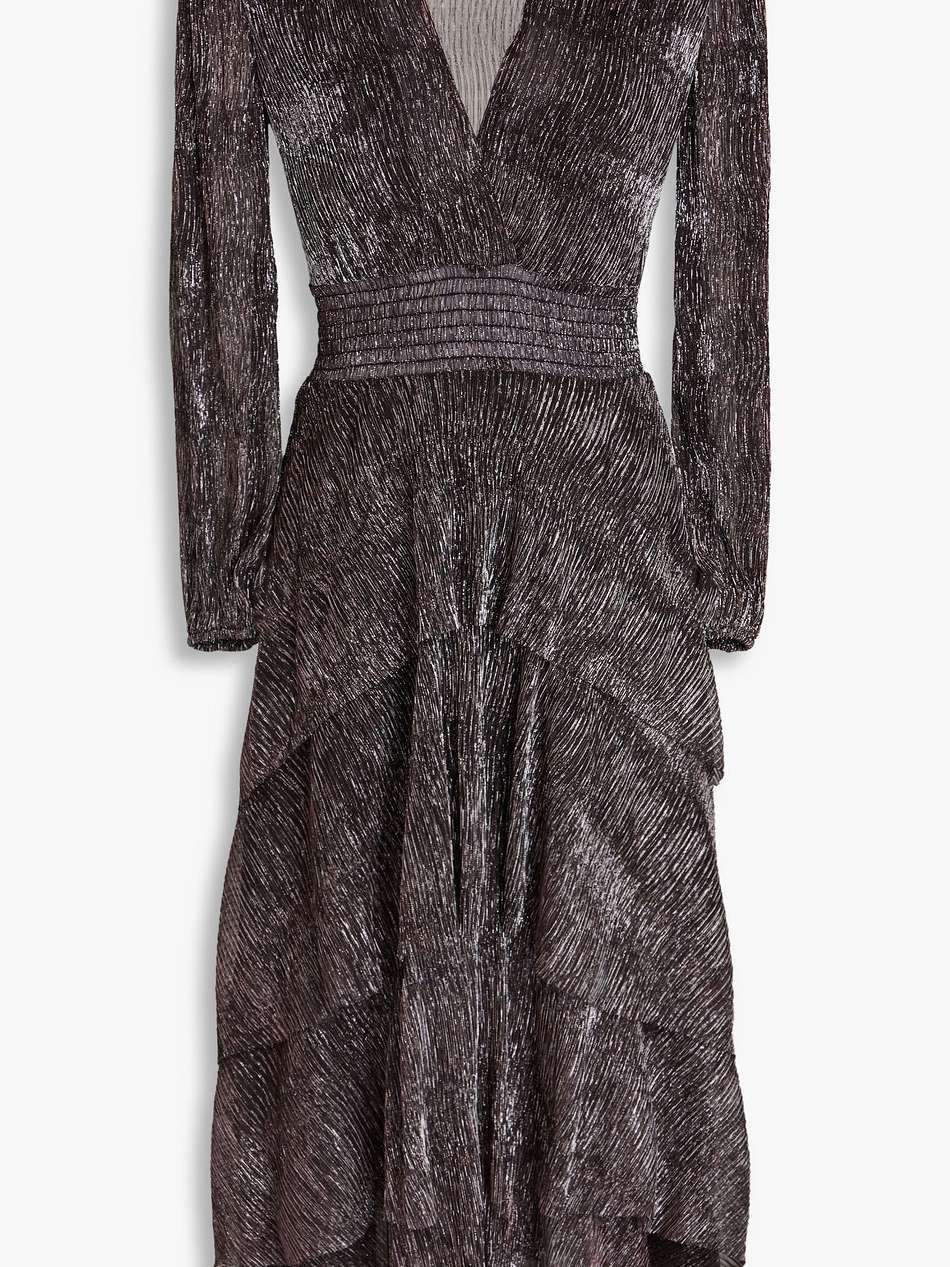 ruffled lamé midi dress