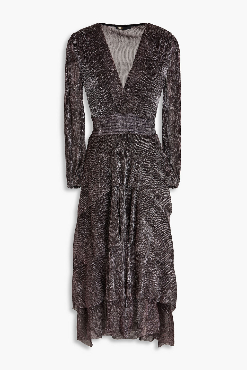 Ruffled lamé midi dress