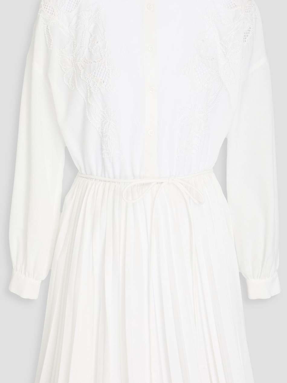 bead-embellished pleated voile mini shirt dress