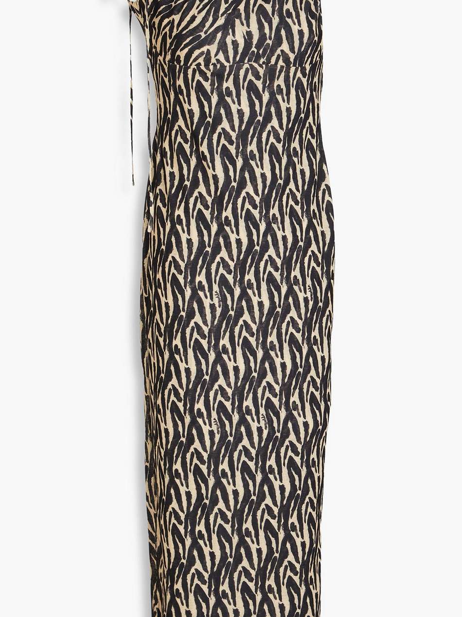 one-shoulder leopard-print jersey midi dress