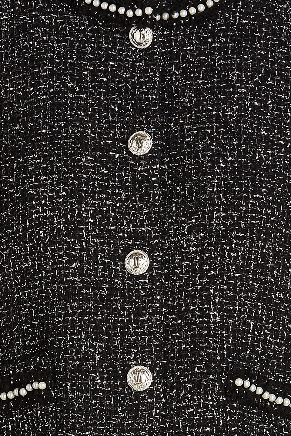 Maje Bead-embellished Metallic Tweed Jacket In Black