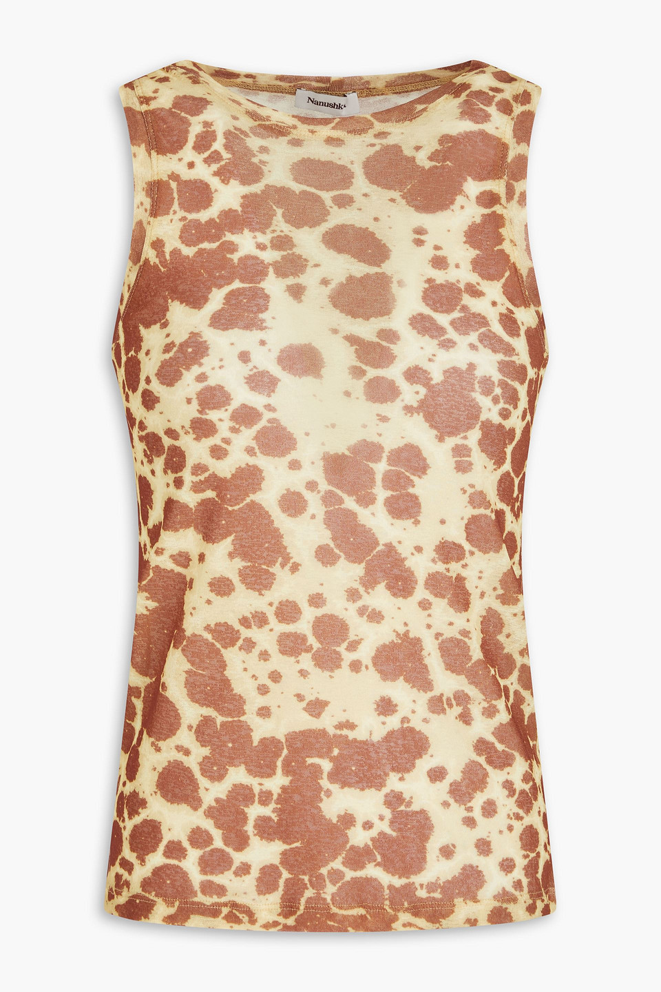 Nanushka Printed Slub Jersey Top In Brown