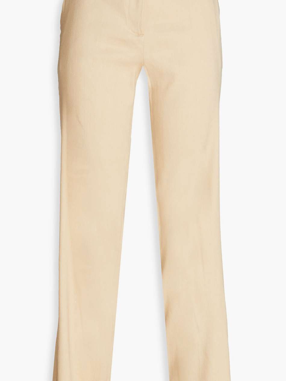 herringbone linen-blend straight-leg pants