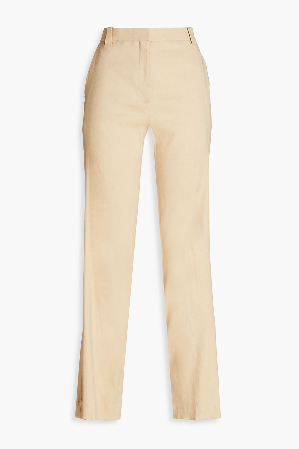 Maje Herringbone Linen-blend Straight-leg Pants In Beige