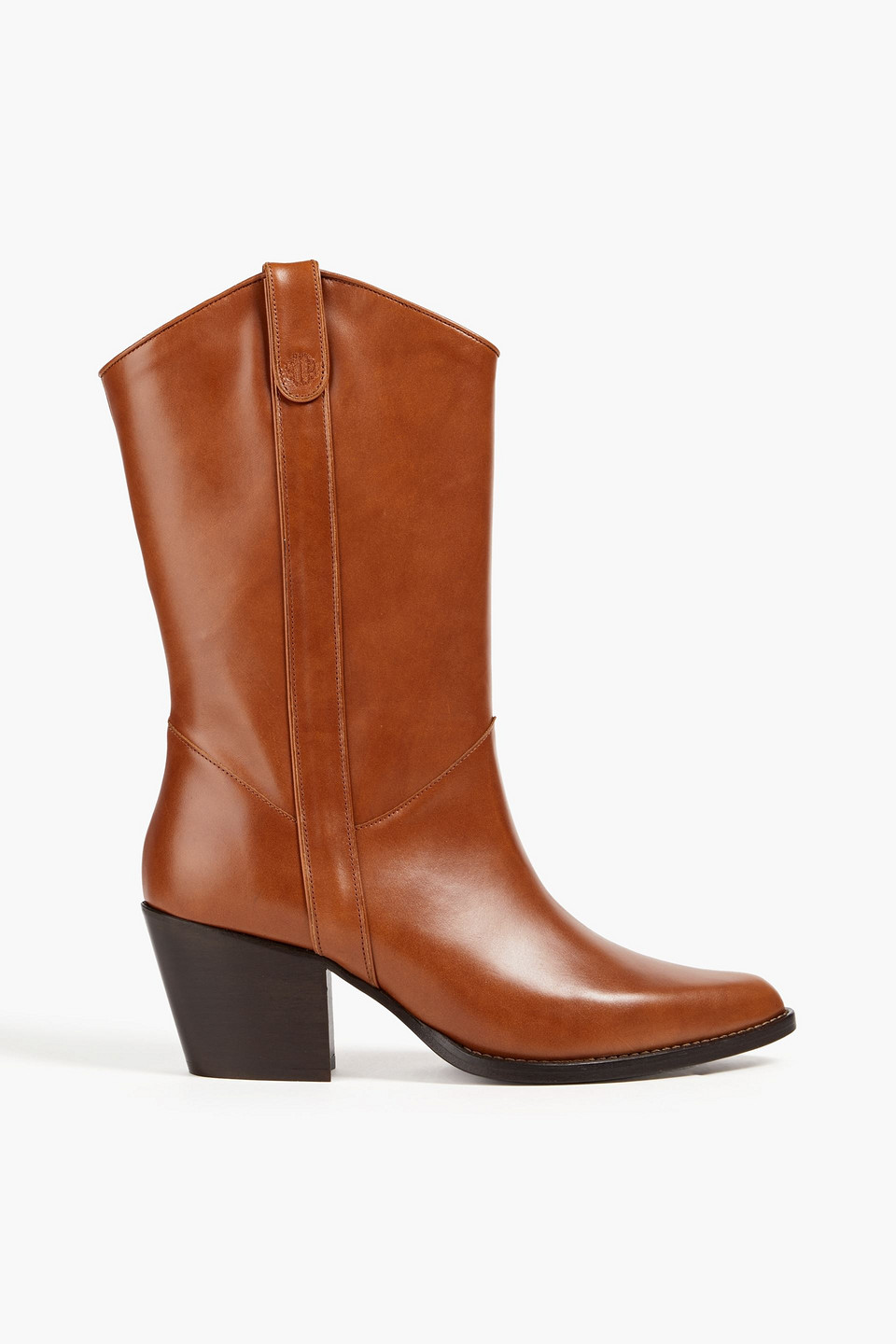 Maje Cowboy Boots Aus Leder Mit Stickereien In Nudefarben
