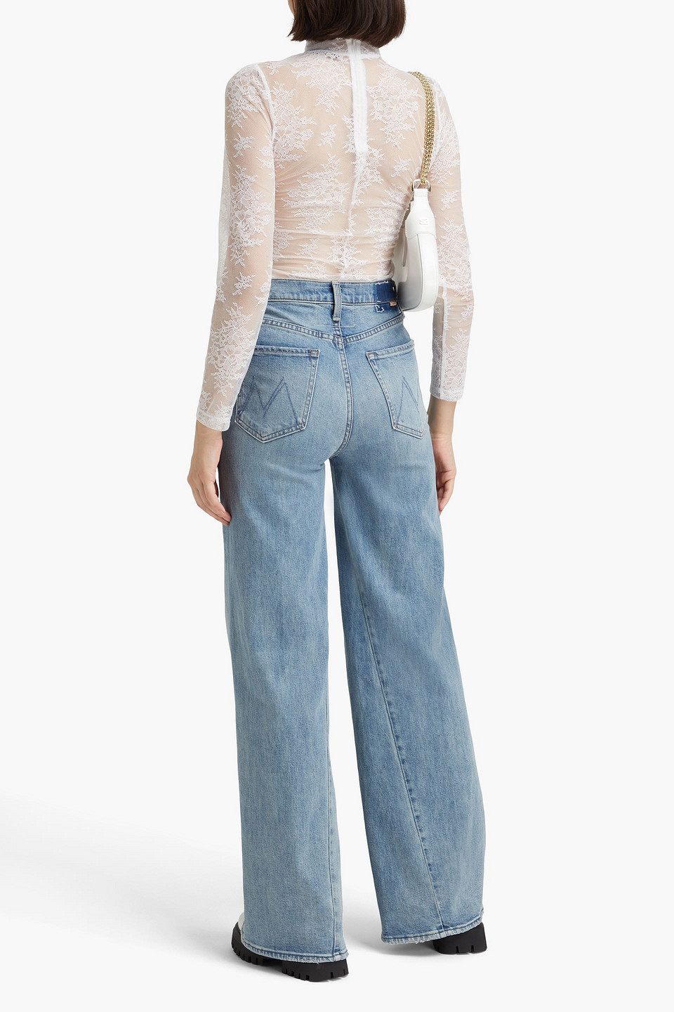 Maje Stretch-lace Turtleneck Top In White