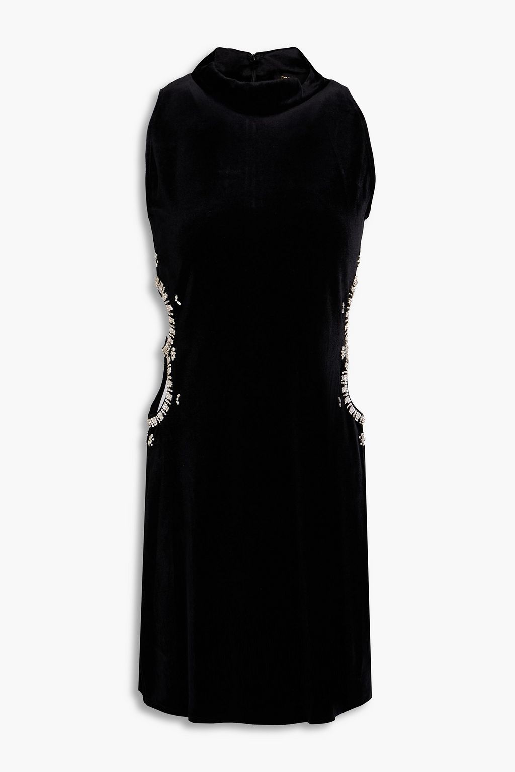 MAJE Cutout crystal embellished stretch velvet mini dress THE OUTNET