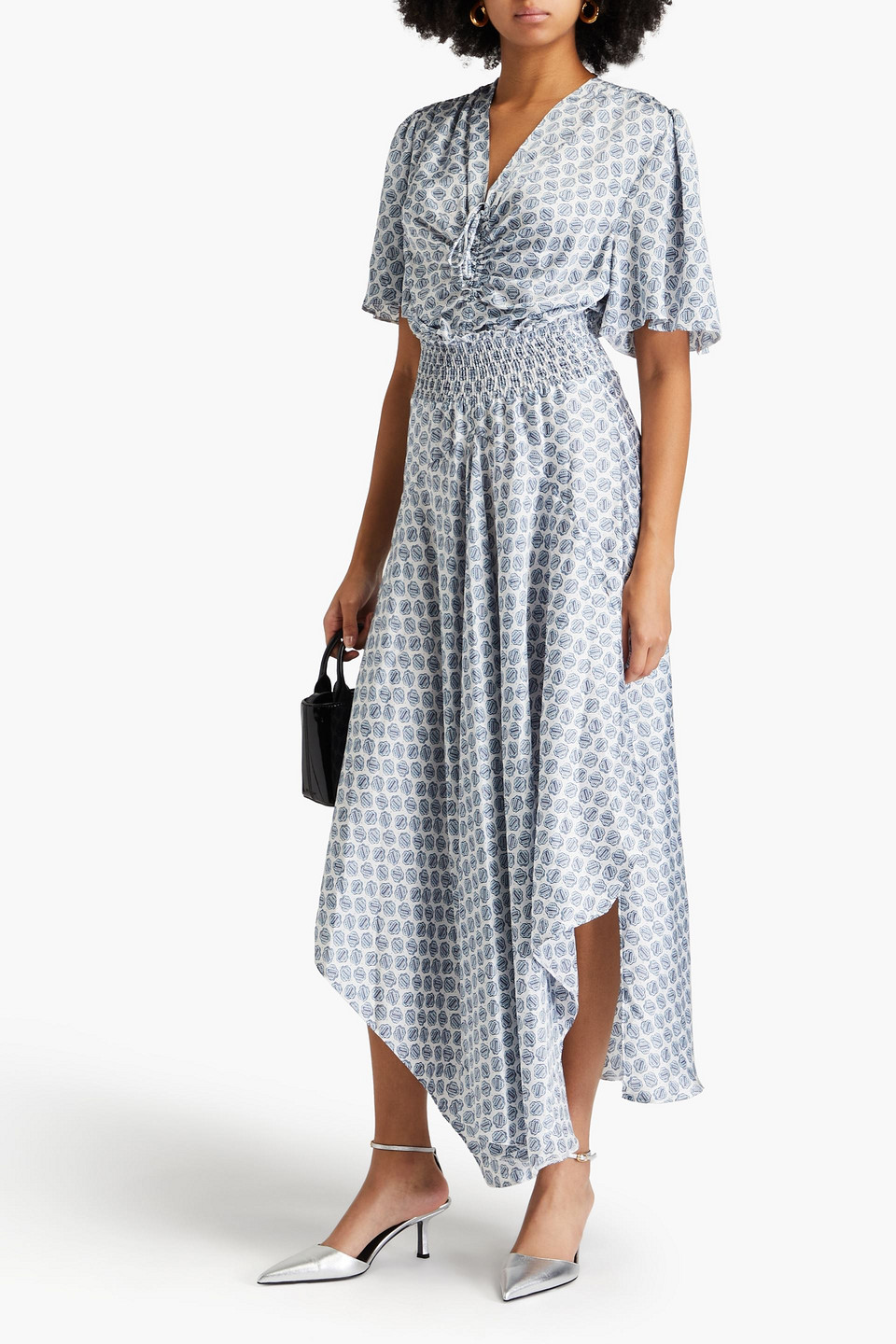 Maje Woman Midi Dress White Size 10 Polyester In Himmelblau