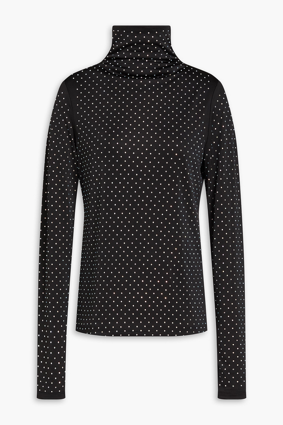 MAJE CRYSTAL-EMBELLISHED STRETCH-JERSEY TURTLENECK TOP
