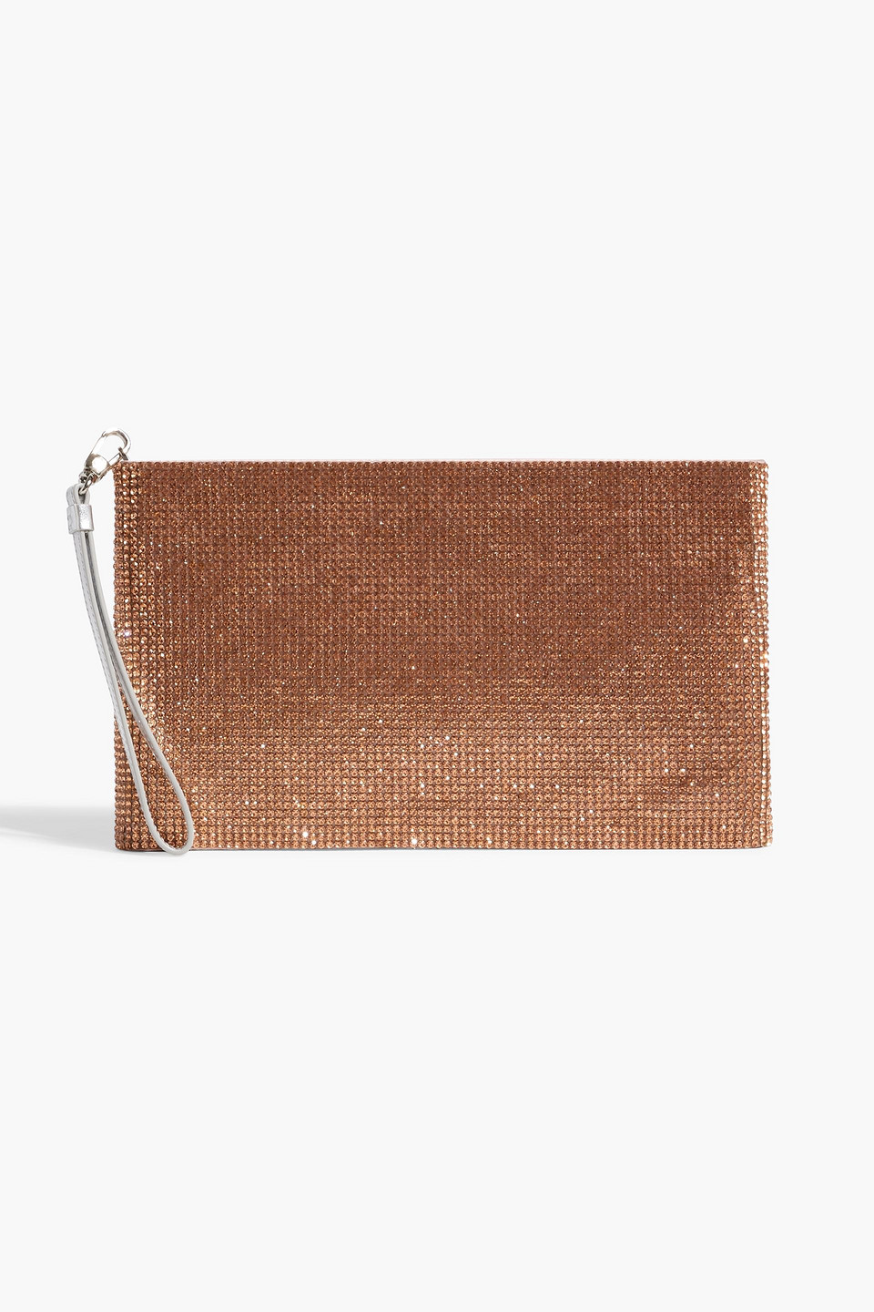 Judith Leiber Crystal-embellished Satin Pouch In Rose Gold