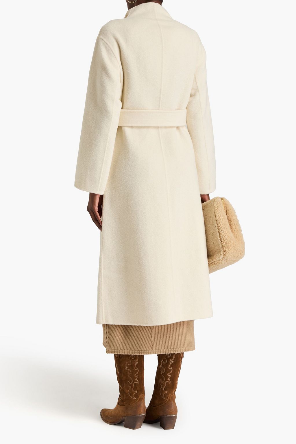 MAJE Belted wool-blend felt coat