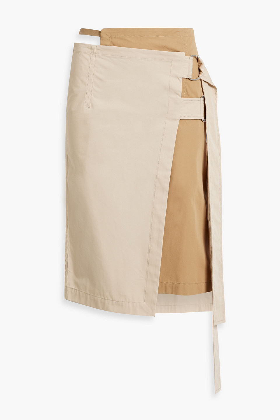 Two-tone cotton-poplin wrap skirt