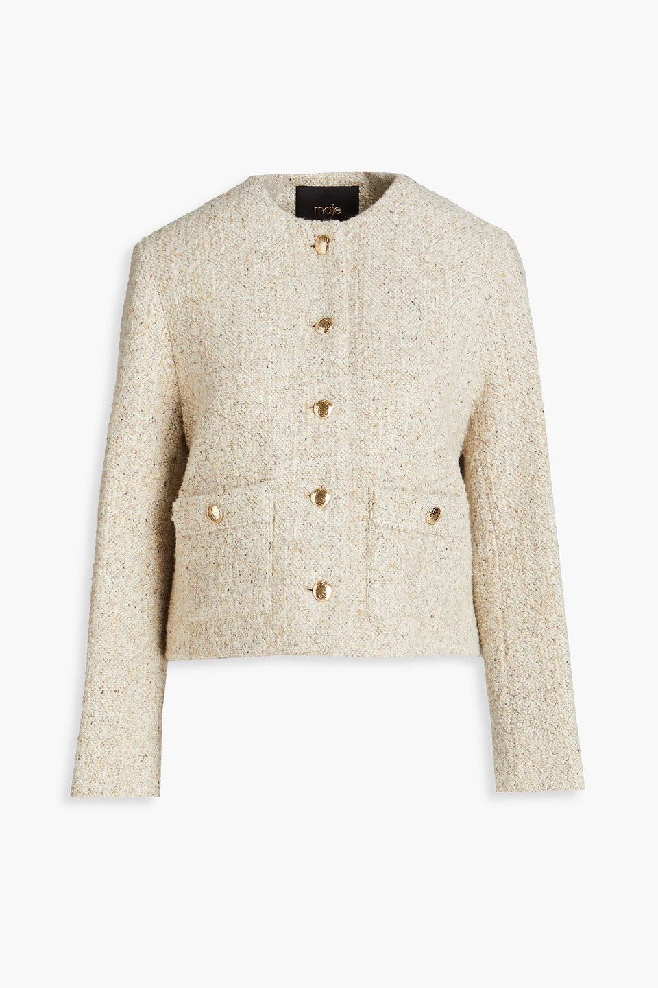 Maje Bouclé-tweed Jacket In Beige