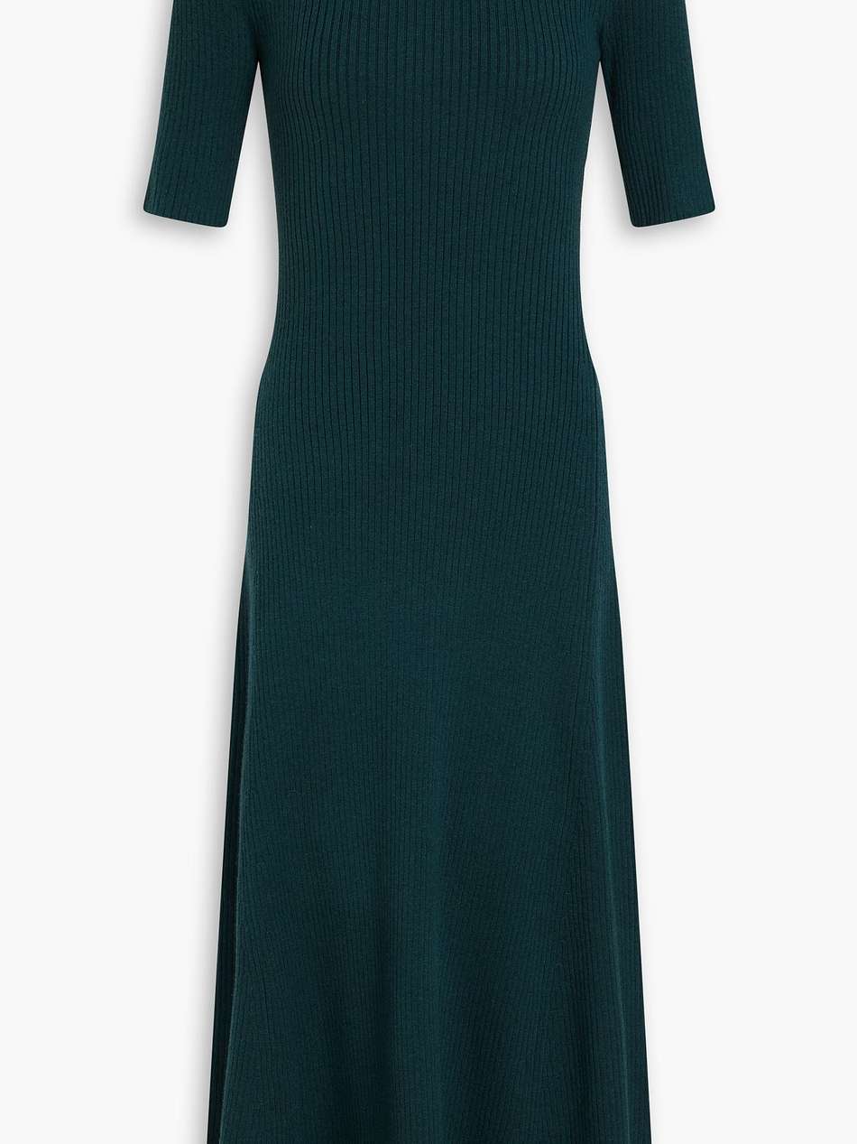 cutout ribbed-knit midi dress
