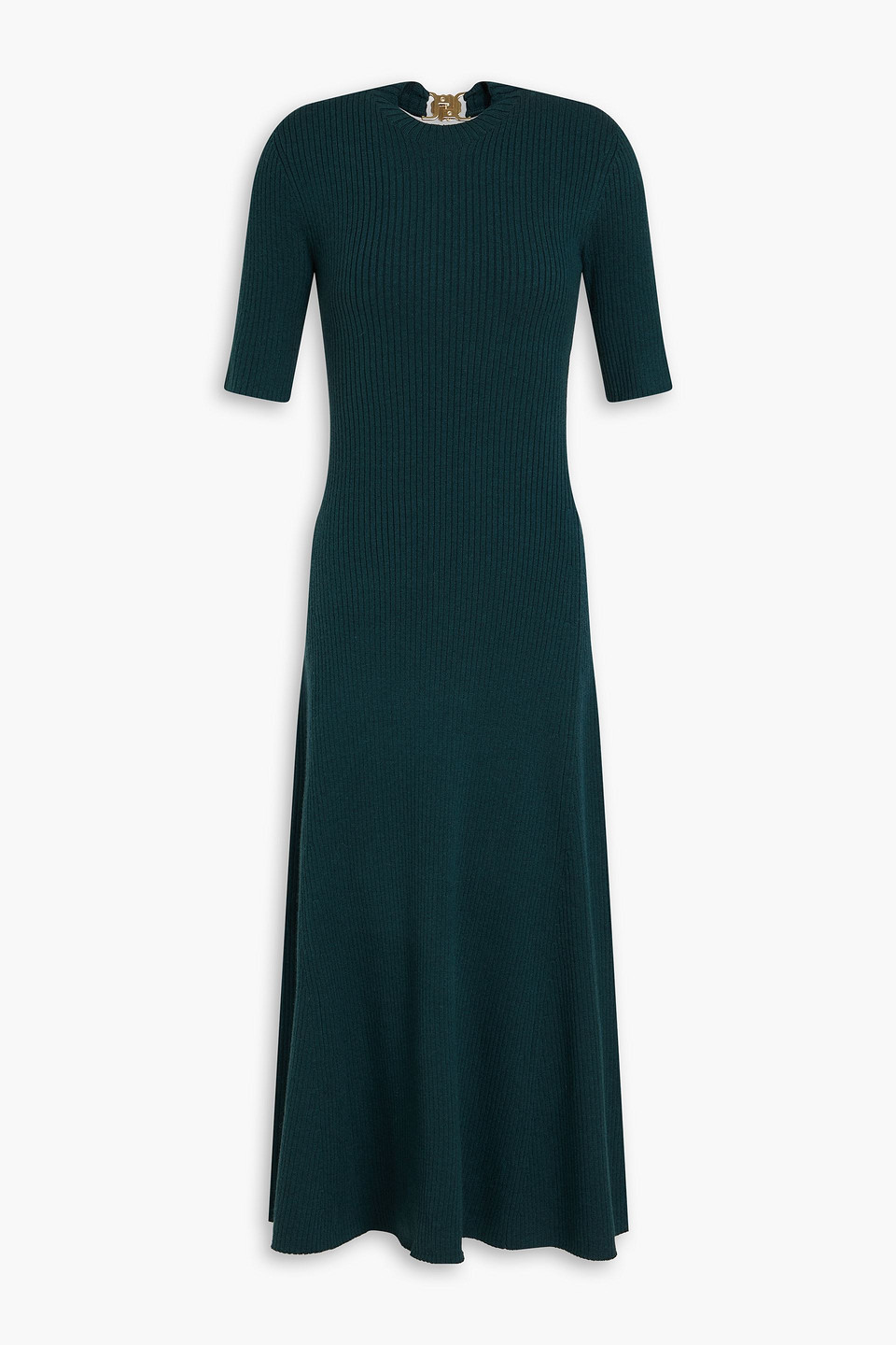 Cutout ribbed-knit midi dress