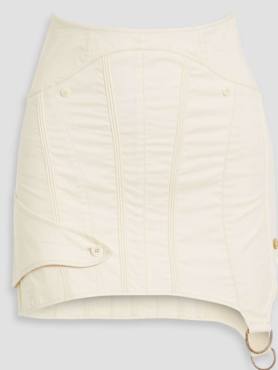 embellished cotton-blend twill mini skirt