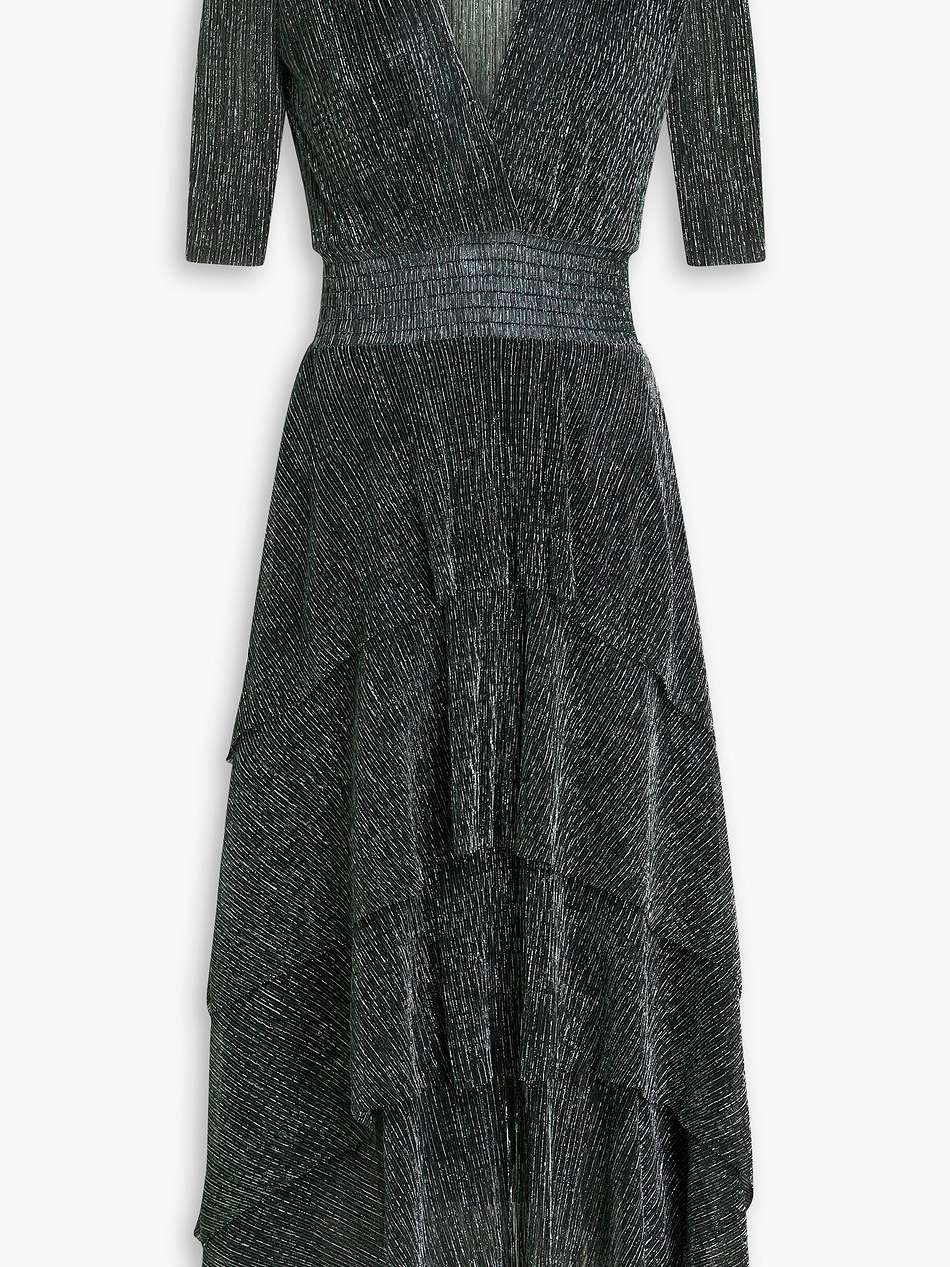 ruffled lamé midi dress