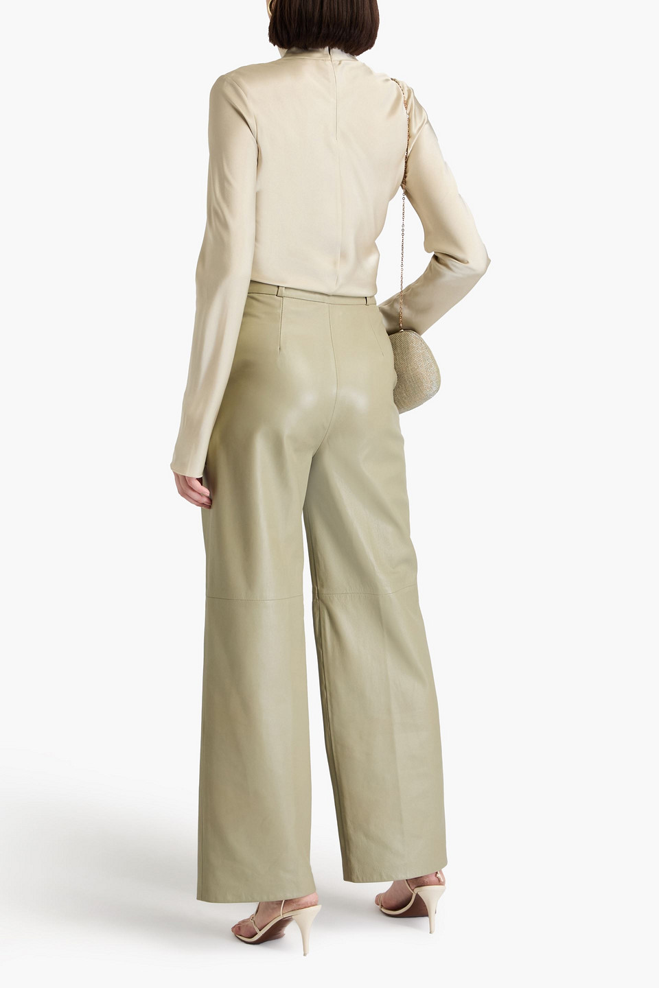 Nanushka Satin-crepe Turtleneck Top In Cream