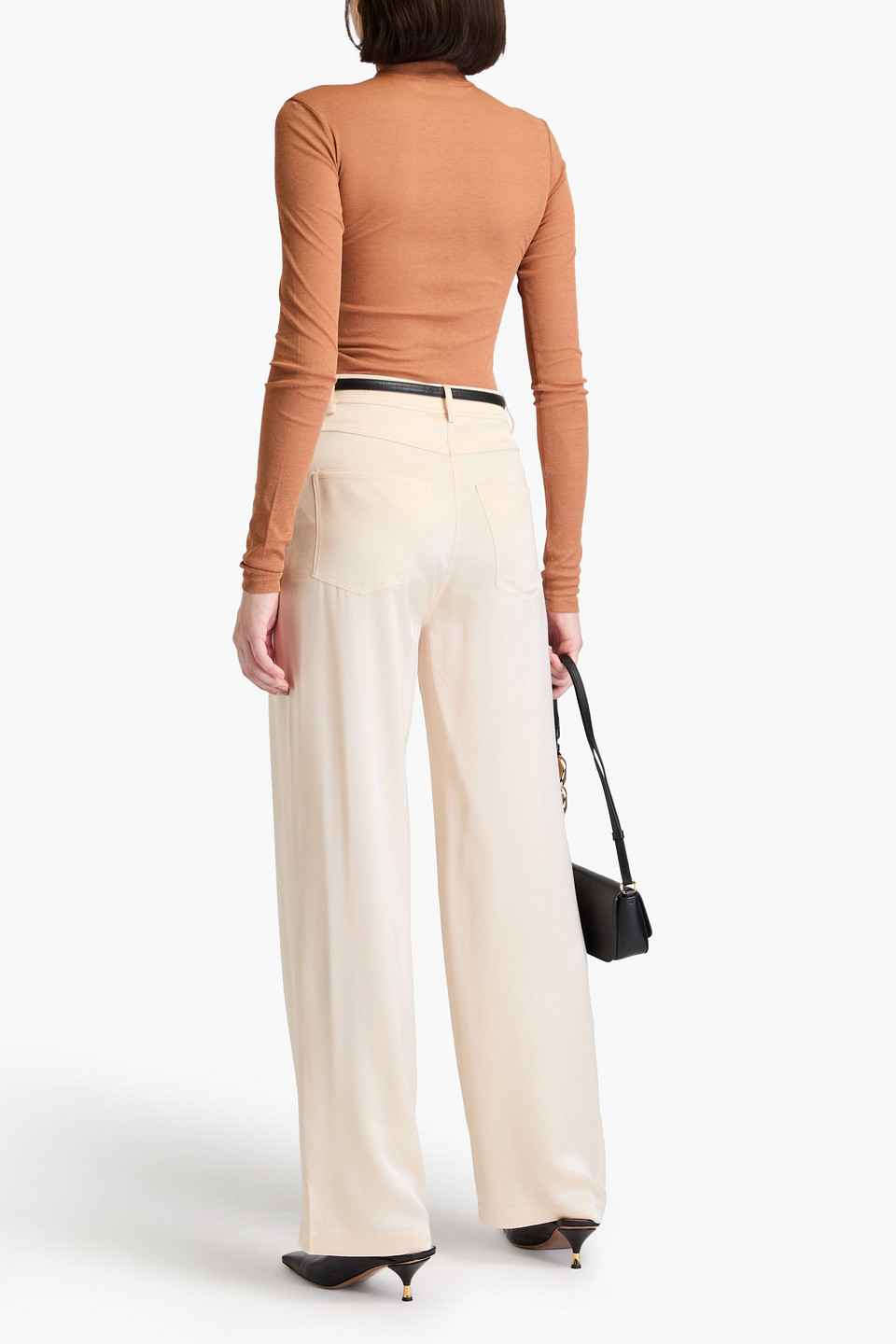 Nanushka Satin-crepe Wide-leg Pants In Cream