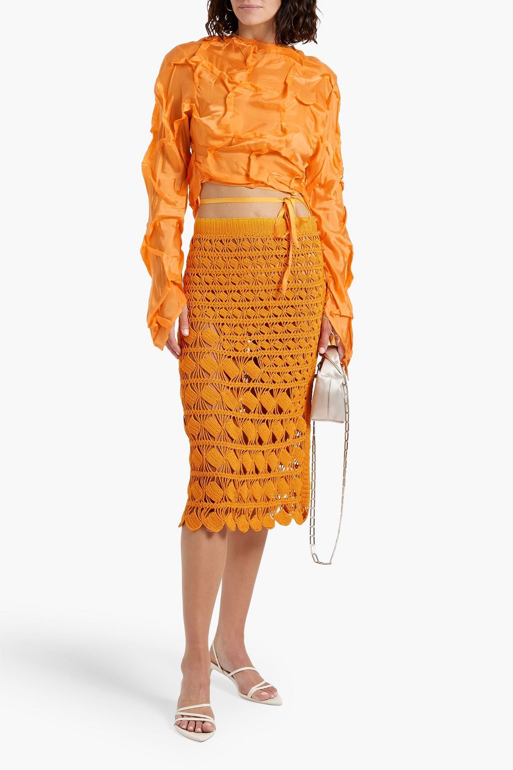 ACNE STUDIOS Crocheted cotton midi skirt