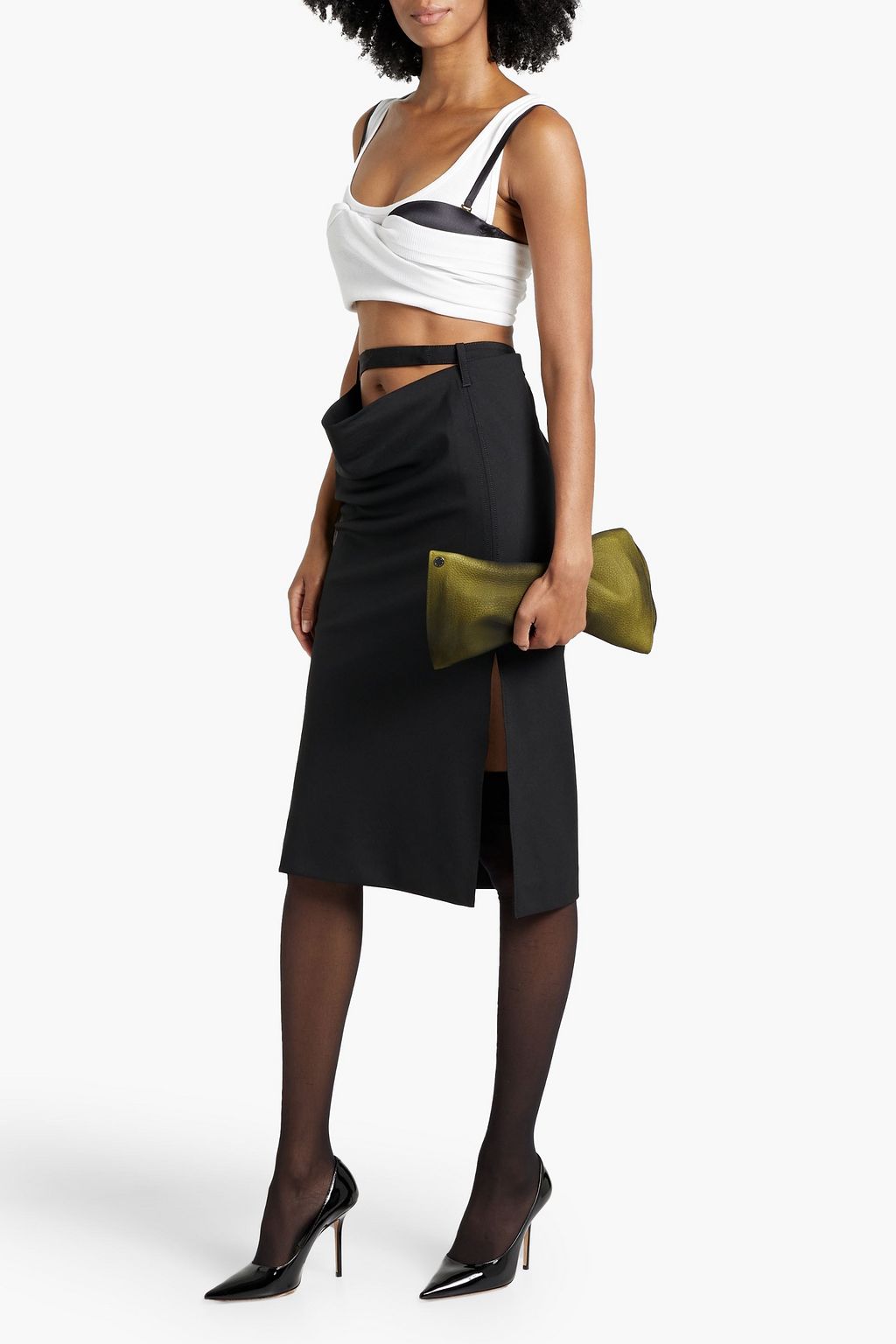 ACNE STUDIOS Draped cutout wool and mohair-blend skirt