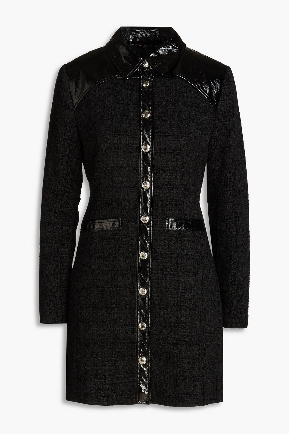 Maje Tweed Mini Dress In Black