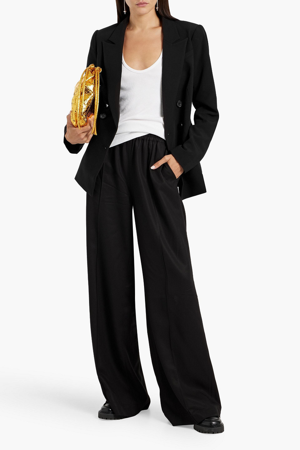 PAIGE MALBEC DOUBLE-BREASTED WOVEN BLAZER