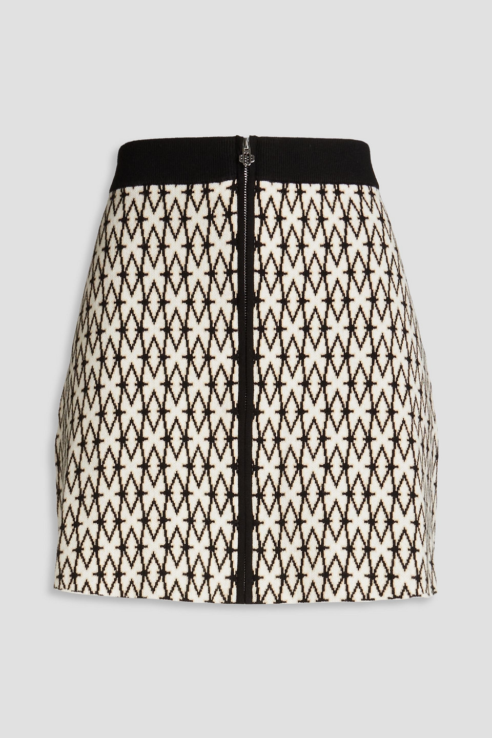 Maje Jacquard-knit Cotton-blend Mini Skirt In Ivory
