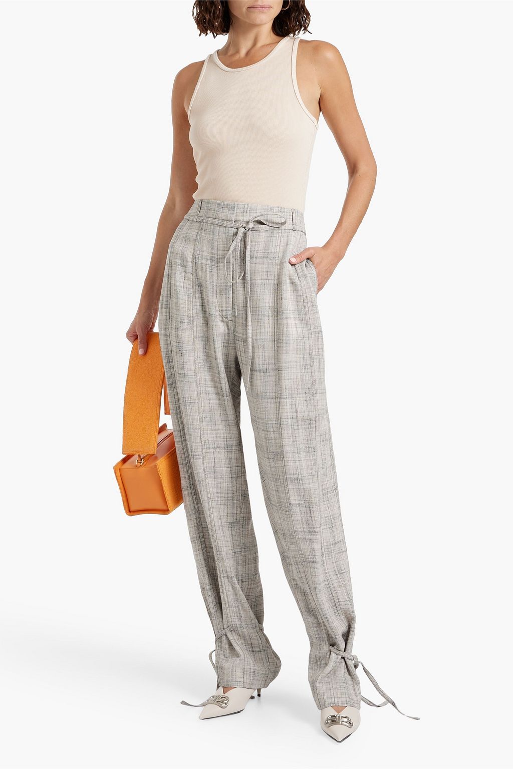 ACNE STUDIOS Ribbon Tie checked tweed tapered pants
