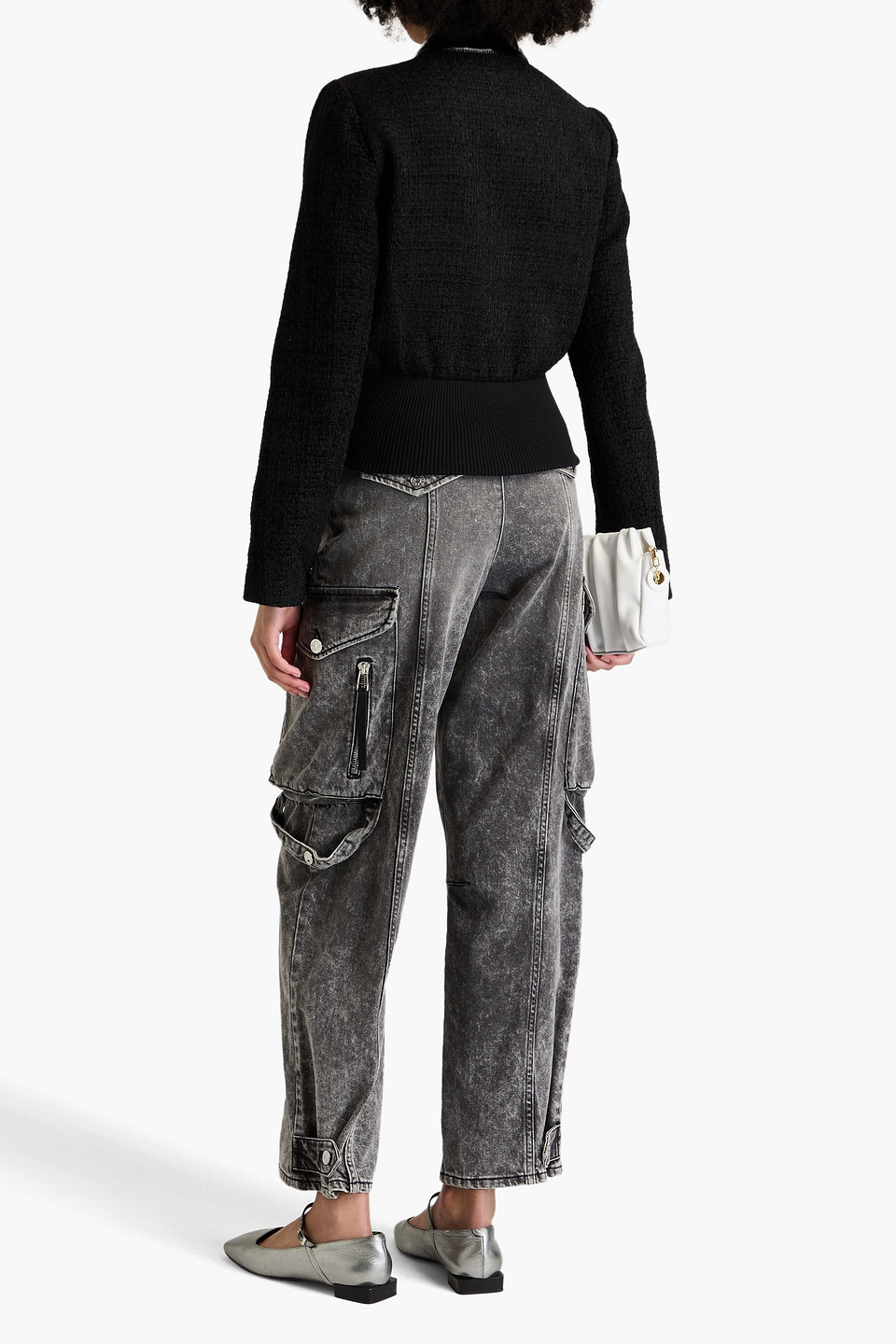 Maje Tweed Jacket In Black