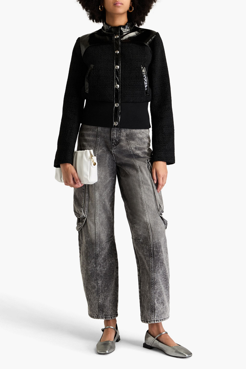 Maje Tweed Jacket In Black