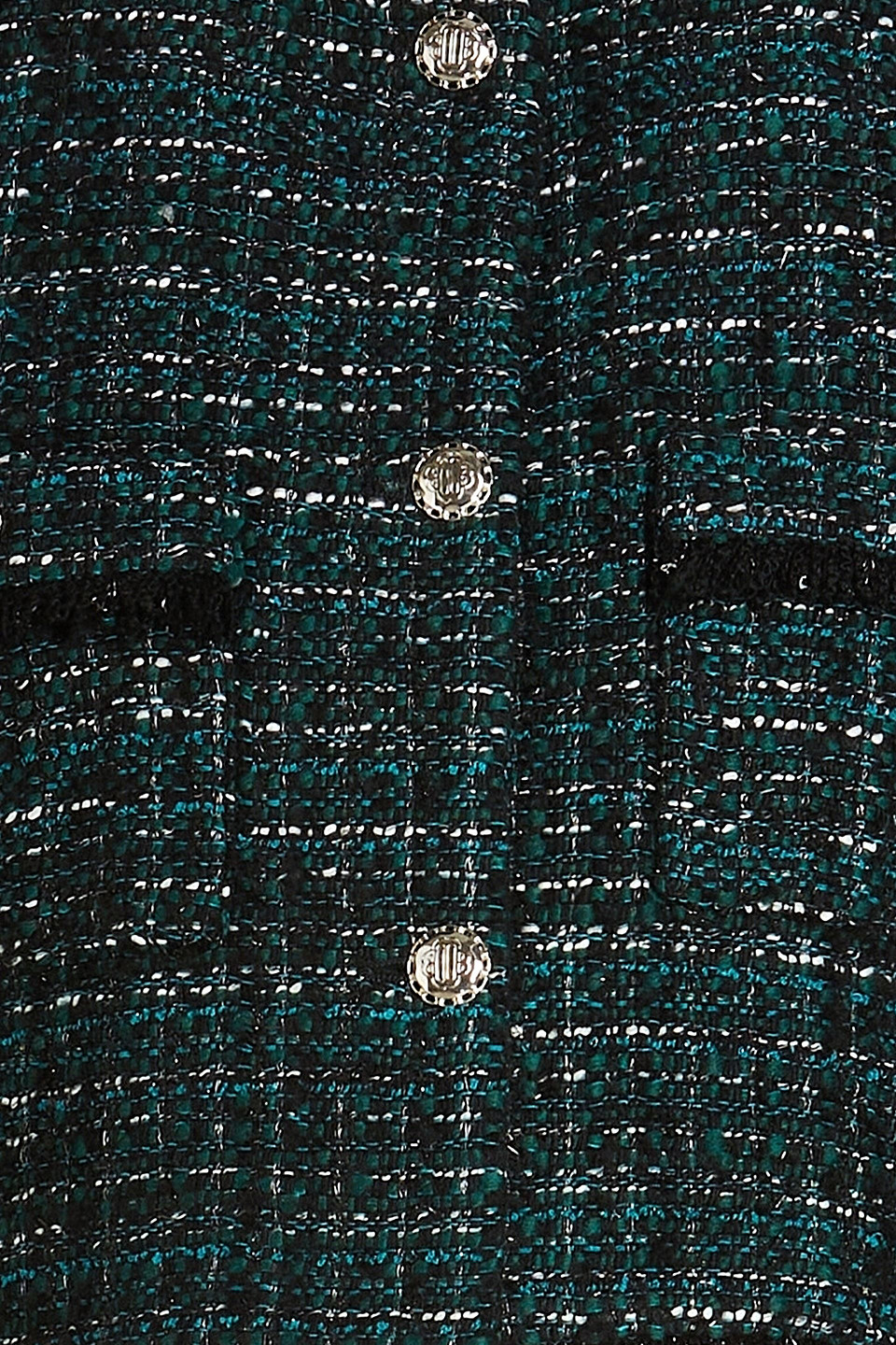 Maje Cropped Tweed Jacket In Forest Green