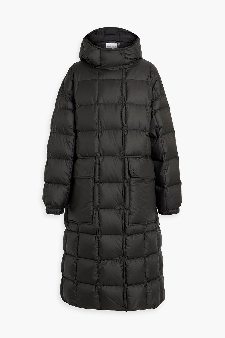 Stand Studio Darlene Quilted Shell Hooded Coat In Black