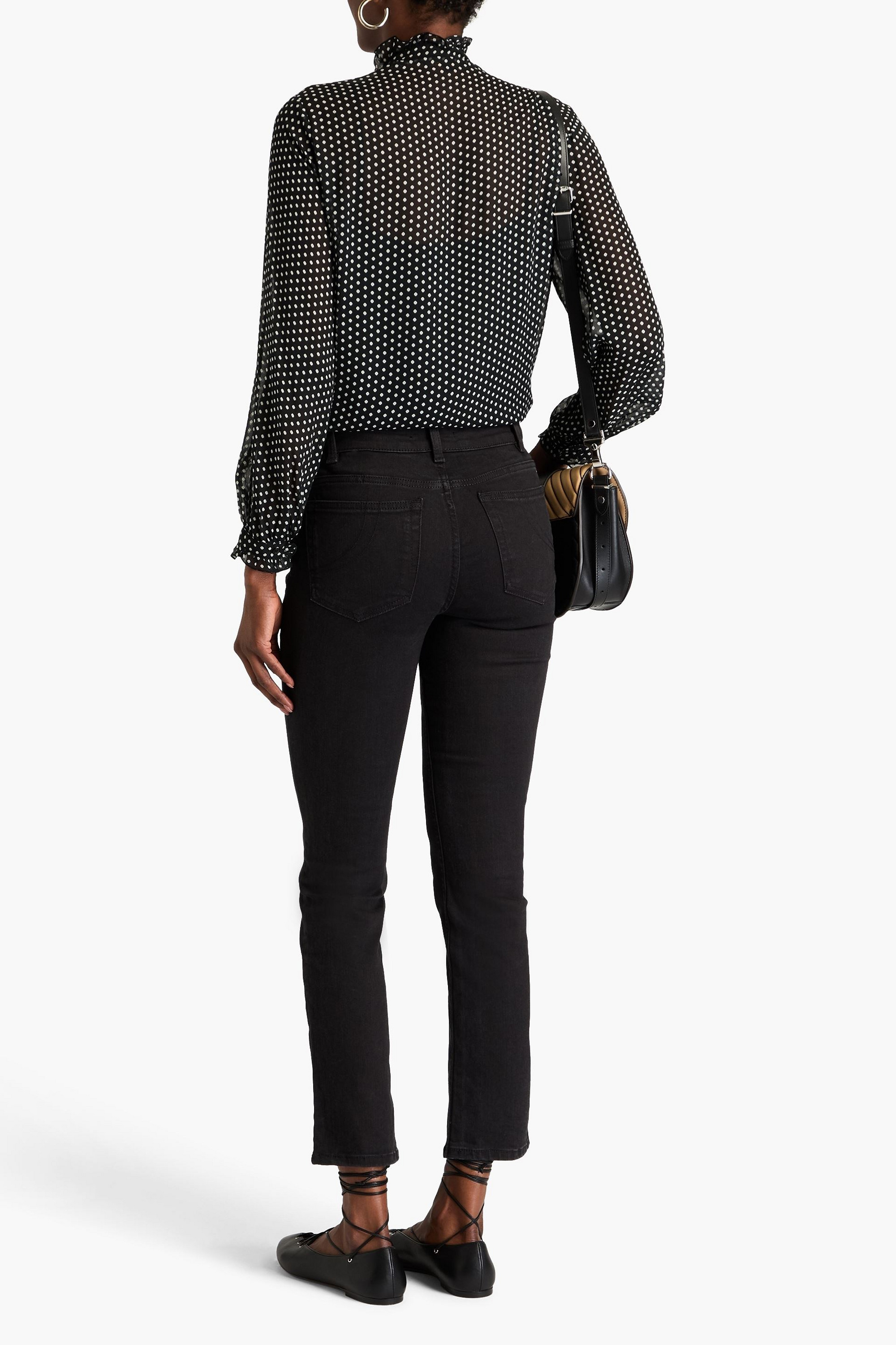 MAJE Pussy-bow polka-dot georgette blouse thumbnail