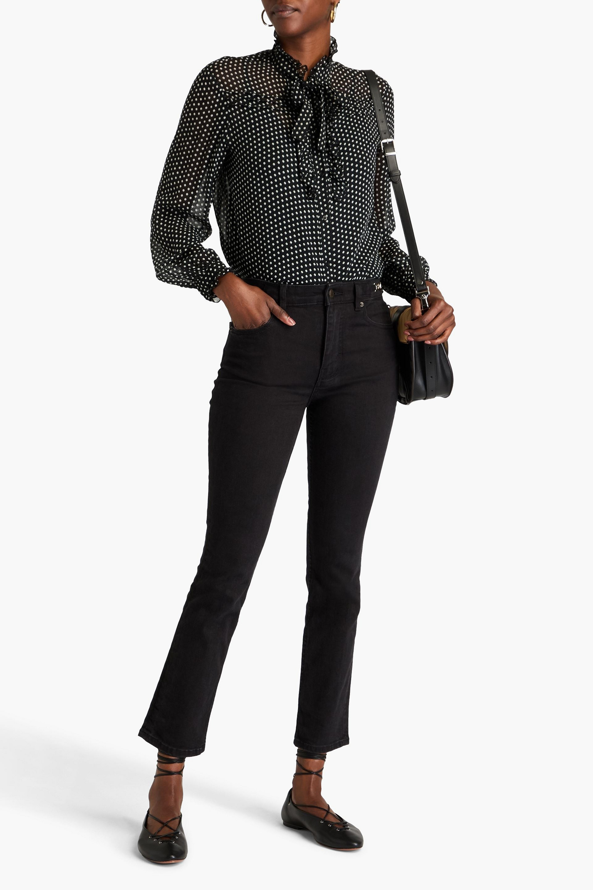 MAJE Pussy-bow polka-dot georgette blouse