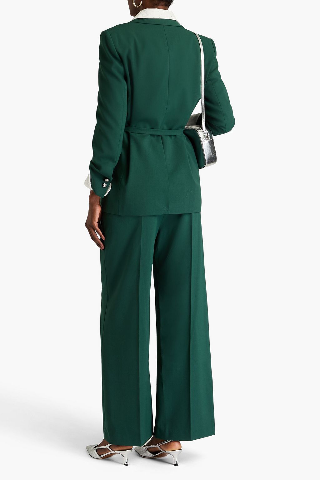 MAJE Belted twill blazer