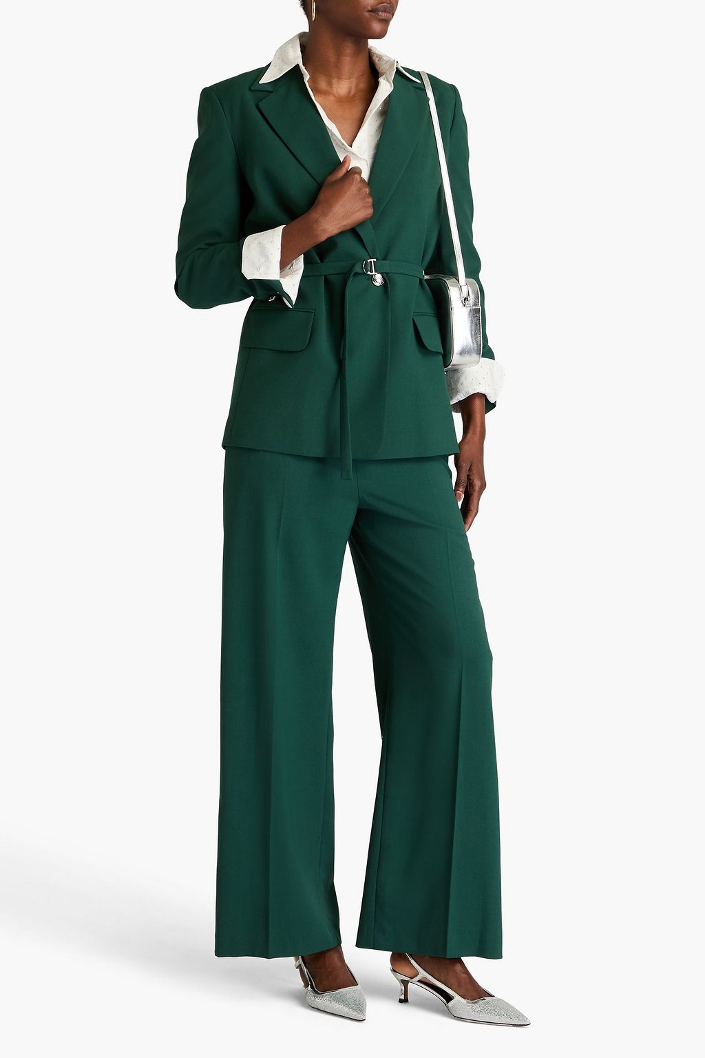 MAJE Belted twill blazer