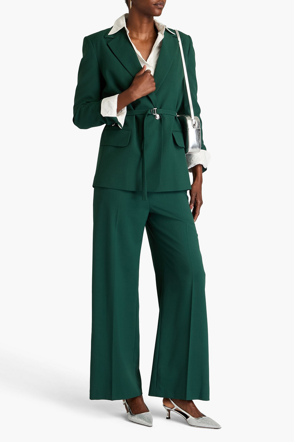  Maje - Blazer Aus Twill Mit Gürtel - Grün - Fr 38 