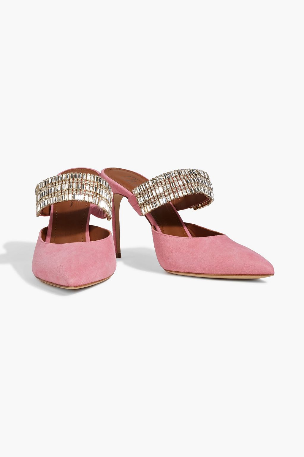 MALONE SOULIERS Jolie 90 crystal-embellished suede mules