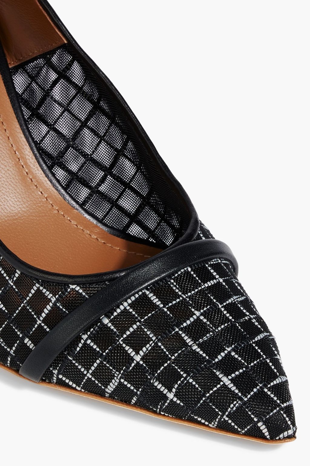 MALONE SOULIERS Marion 70 leather-trimmed embroidered mesh slingback pumps