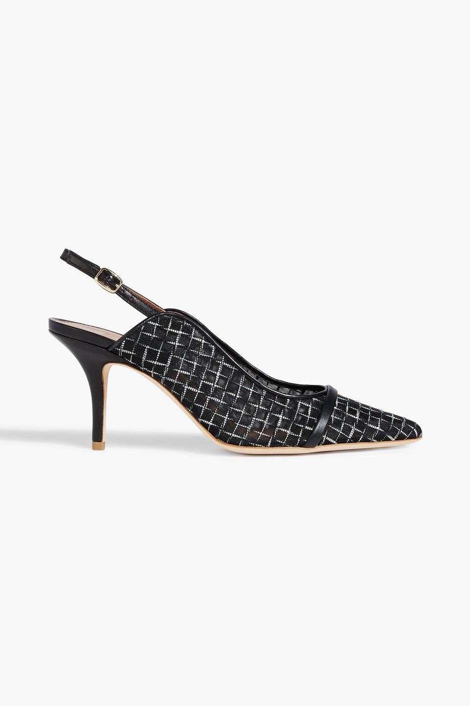 Malone Souliers Marion Leather-trimmed Embroidered Mesh Slingback Pumps In Black