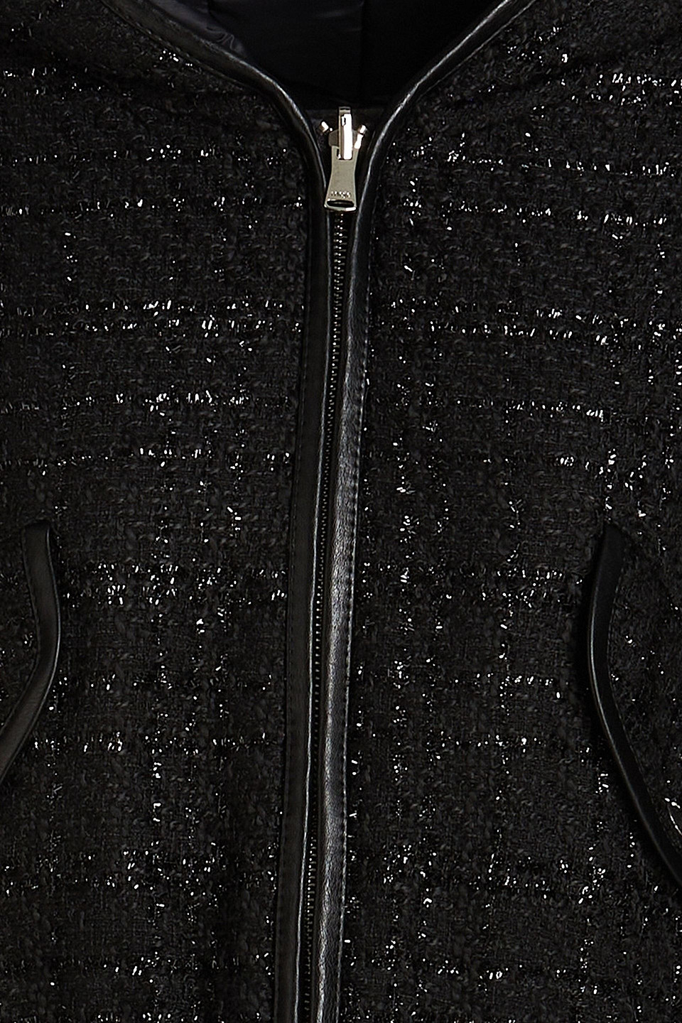 MAJE REVERSIBLE METALLIC BOUCLÉ-TWEED AND SHELL HOODED JACKET