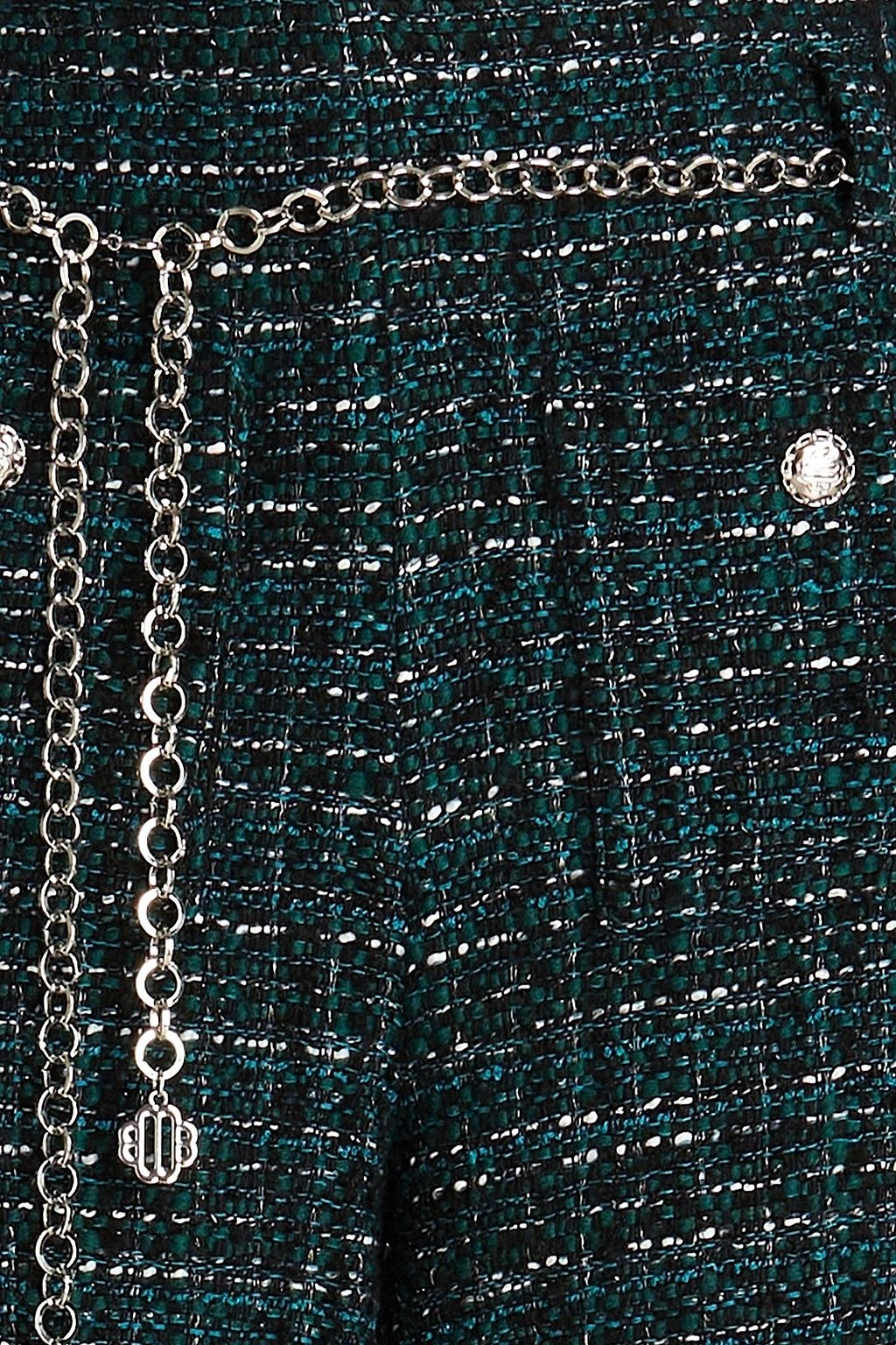 MAJE Belted metallic bouclé-tweed wide-leg pants