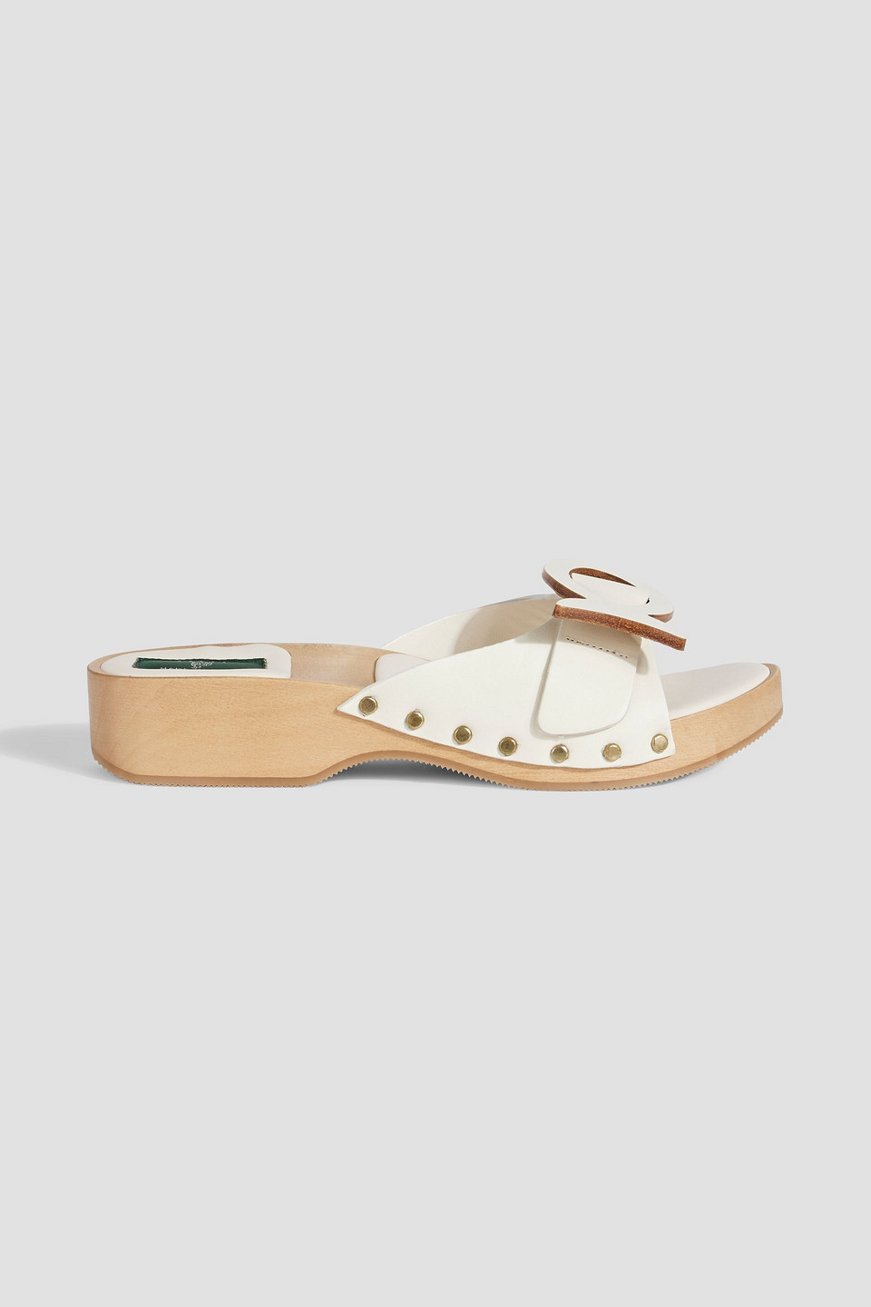 Appliquéd leather mules