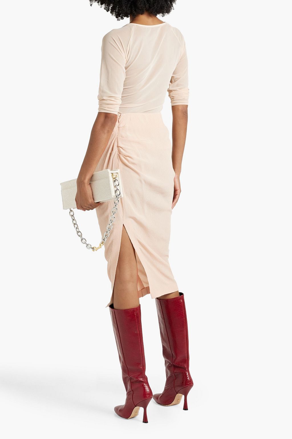 ACNE STUDIOS Ruched crepon midi skirt