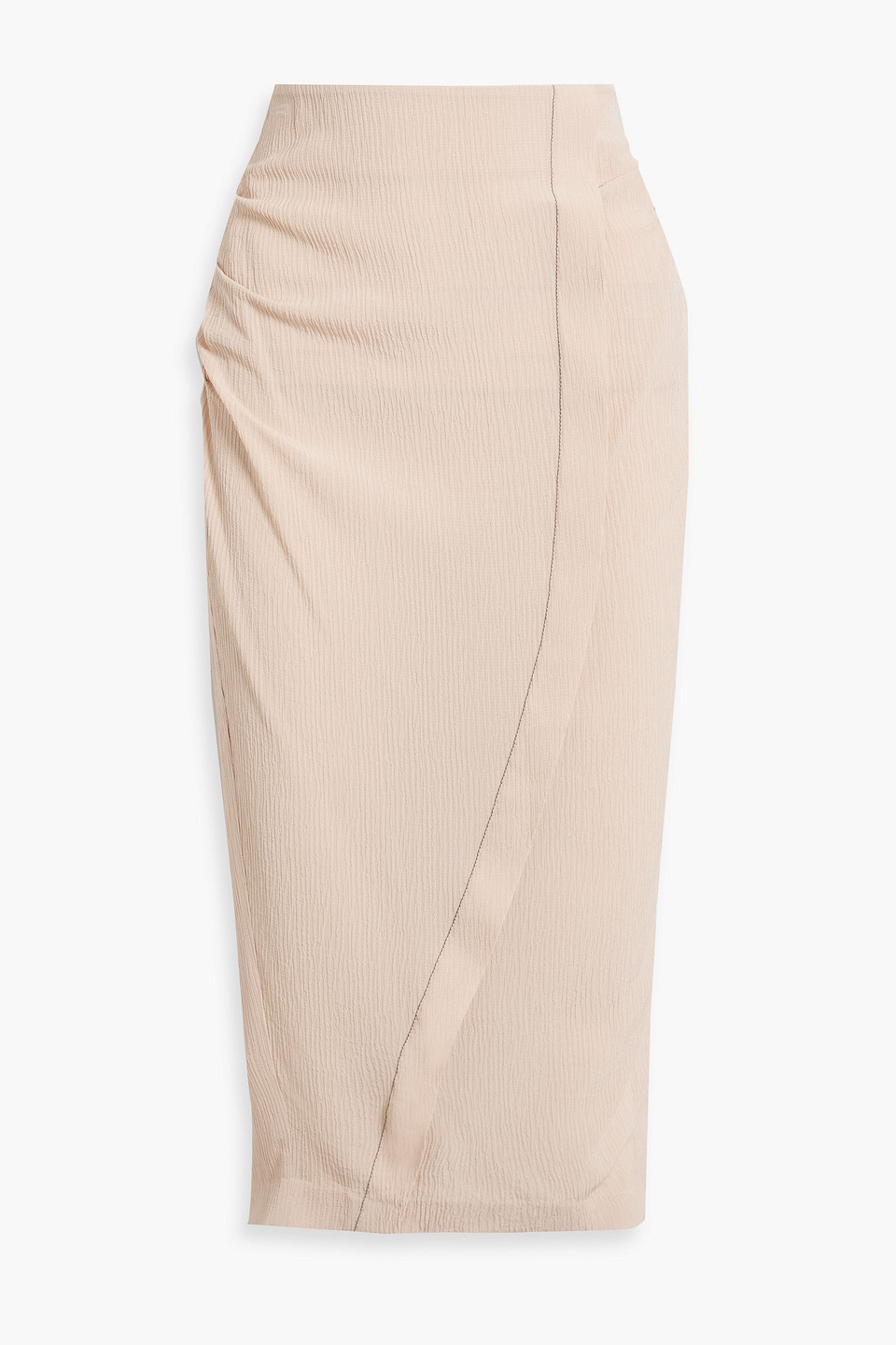 Ruched crepon midi skirt