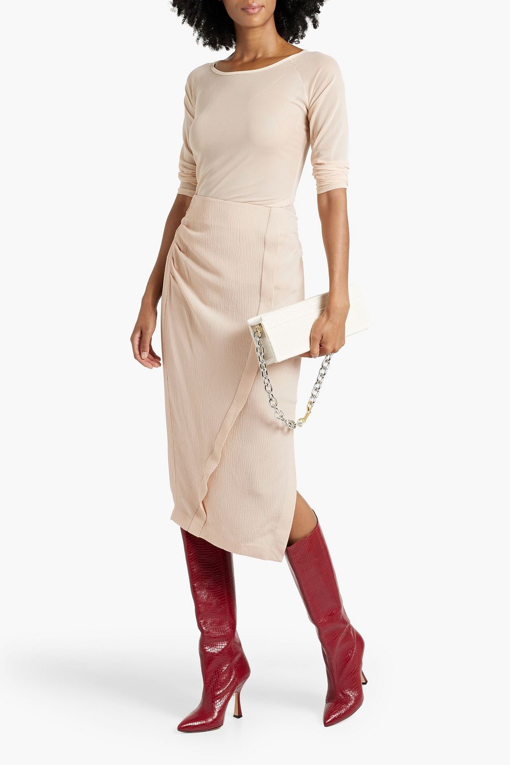 ACNE STUDIOS Ruched crepon midi skirt